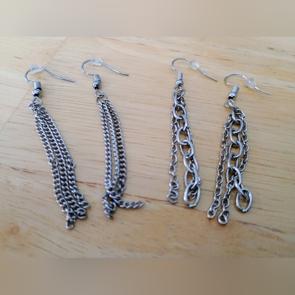 2 Pairs Like New Dangle Chain Earrings